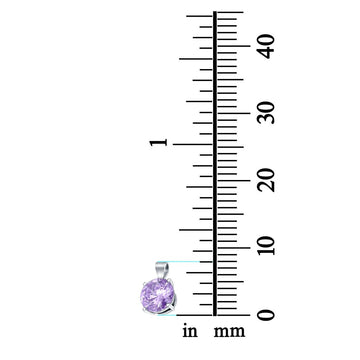 Round Simulated Lavender CZ Charm Pendant 925 Sterling Silver (8mm)